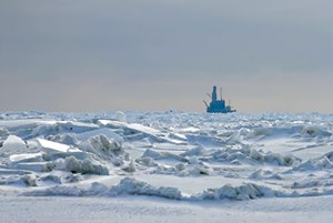Fig. 3. Arctic conditions, including permafrost and subzero temperatures, make drilling a challenge in the Pechora Sea. Photo: Rosneft.