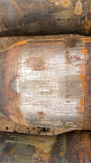 Fig. 4. In the earliest stages, heat check damage is identifiable by this distinct, micro-crack pattern.