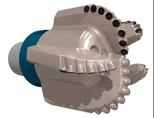 Fig. 2. The steerable PDC bit is designed to minimize frictional losses, improve cutter load distribution and maximize cuttings evacuation.