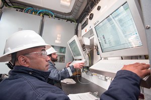Fig. 6. An engineer uses an electric communication system to optimize well appraisal, completion and intervention operations.