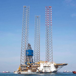 Fig. 3. The Noble Lloyd Noble large jackup rig is designed for use in North Sea field development applications. Photo: Noble Corp.