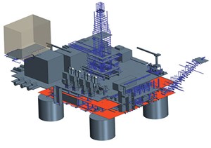 Fig. 3. The offshore platform is powered by burning produced natural gas. The exhaust outlets need to be positioned to minimize potential impairment to the helideck operational zone throughout the year.