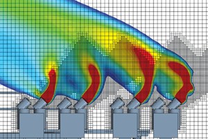 Fig. 8. Detailed mesh around each exhaust outlet.