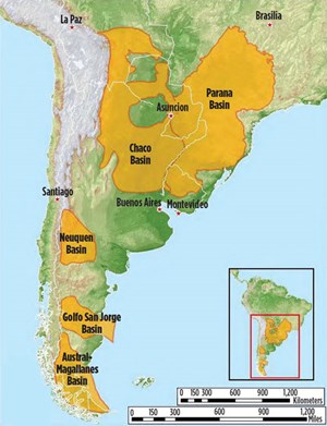 Fig. 1. Major basins in Argentina.4