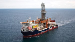 Fig. 2. Using Stena AB’s Stena Carron drillship, Exxon has disclosed plans to drill additional wells near the Liza discovery in Guyana. Photo: Hess Corp.