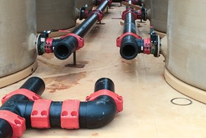 Fig. 1. The speed and ease of installation of the Victaulic HDPE joining system enabled Atlas Resources to construct its Hamman Saltwater Disposal facility in just ten days vs. six weeks with fusion.
