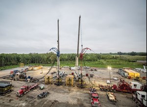 Fig. 3. Dual coiled tubing units prepare for completions at a Chesapeake Energy location: Image: Chesapeake Energy Corp.