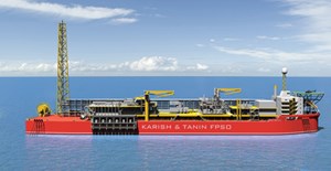 Fig. 1. Energean Oil &amp; Gas’ FDP for Israel’s Karish and Tanin fields includes the use of an FPSO unit, which is aimed at supporting maximum recovery of reserves, with minimal environmental impact. The company plans to install it nearly 56 mi from the shoreline, with a capacity of 400 MMscfd. Image: Energean Oil &amp; Gas.