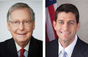 Fig. 1. Senate Majority Leader Mitch McConnell (R – Ky.), left, and House Speaker Paul Ryan (R – Wis.), right, shepherded the tax bill to its final version, and its signing by President Trump. Photos: Official Senate and House images.