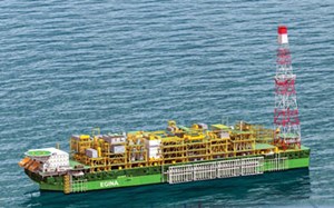 Fig. 1. Despite challenges related to water depth and threats from Nigerian militants, Total’s Egina field is scheduled for start-up this year. The Egina FPSO is designed to hold as much as 2.3 MMbbl of oil. Image: Total.