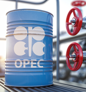 oil barrel with OPEC logo