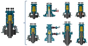 Fig. 9. RTO3 wellhead housing (base system—monobore well (left) / Multiple system configurations (right)