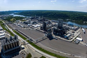 Fig. 3. The Shell Polymers Monaca (SPM) manufacturing facility in Pennsylvania, which became operational on Nov. 15, is the first major polyethylene manufacturing complex in the Northeast with a designed output of 1.6 MTPA. Image: Shell