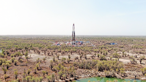 Sinopec's oil and gas drilling rig in the Tarim basin