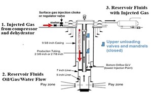 Fig. 2. Gas lift well schematic and surface facility.2