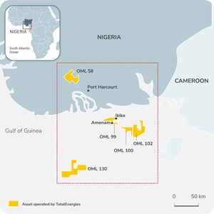map of TotalEnergies&#x27; production license offshore Nigeria