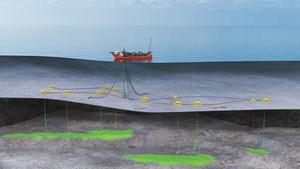 Fig. 2. The Johan Castberg field will include an FPSO and an extensive subsea development, with 30 wells distributed on 10 templates and two satellite structures. First oil is expected in 2024. Image: Equinor.