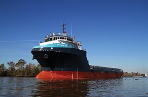 Fig. 1. The US-flagged Southern Tide PSV re-located from the Gulf of Mexico to Suriname in March. Source: Tidewater