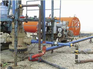 Fig. 4. Color-coded piping at the test well.