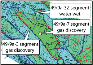 Fig. 2. Cutter AB is a 3,500-ft horizontal connecting two blocks.