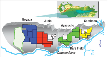 Location of Bare Field, Orinoco oil belt, Venezuela.
