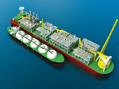 Fig. 2. The first deployment of Shell’s floating LNG design will be for the Prelude project off the northwest coast of Australia. Image courtesy of Shell.