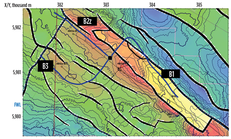 Fig. 3. Relative well positions in the top Leman sandstone.