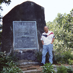 Scott at Drake well in Titusville, Pennsylvania, where oil was first discovered in the U.S. in 1859. 