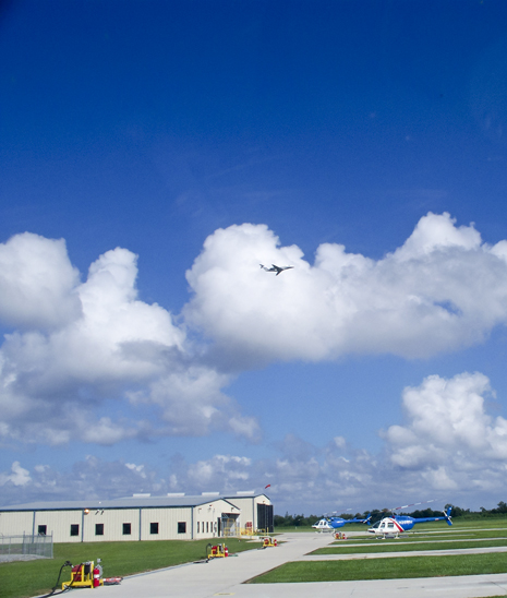 Fig. 4. A corporate jet departs the South Lafourche Leonard Miller Jr. Airport.