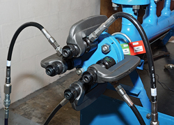 The hot bolt clamp system enables the safe removal and replacement of corroded bolts on live flanged connections that have eight bolts or less. 