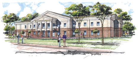 An artist’s rendition of the BP Integrated Production Technologies (IPT) building under construction on the campus of Fletcher Technical Community College.