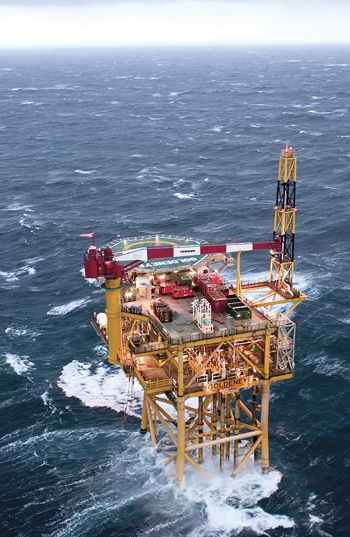 The Goldeneye rig sits on a depleted North Sea gasfield where CO2 could be buried. Photo courtesy of Royal Dutch Shell.