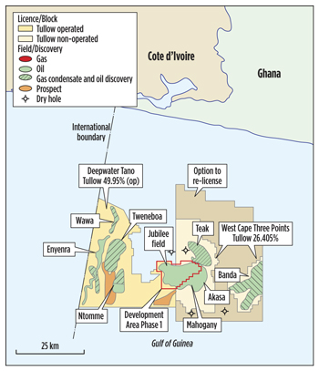 Tullow’s TEN project will jointly develop three fields offshore Ghana.