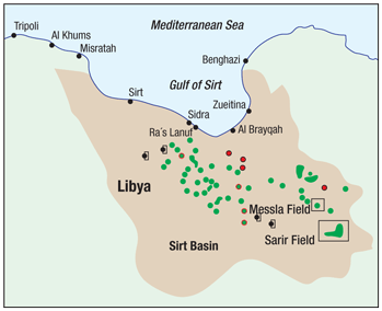 Libya’s Sirte Basin showing Messla and Sarir.
