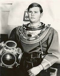 Ken Duell, in March 1974, on his graduation day from diving school. 