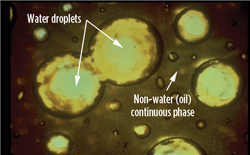 Fig. 2. The invert emulsion of oil and water in an oil-based mud. 