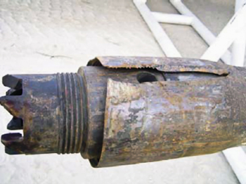 Fig. 3. Damaged expandable casing connection (Umran 2008). Fig. 3. Damaged expandable casing connection (Umran 2008).
