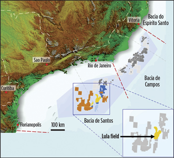 Fig. 1. Lula  field and pre-salt cluster areas in the Santos basin, Brazil.