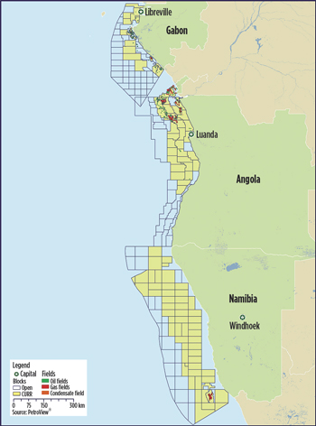 Fig. 2.West African pre-salt acreage offshore Gabon, Angola and Namibia. Source: PetroView