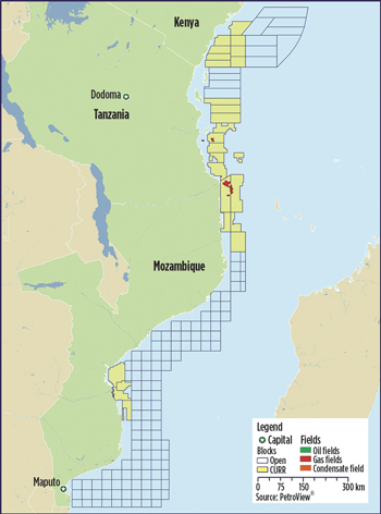 Fig. 3. East Africa offshore acreage in Mozambique, Tanzania and Kenya. Source: PetroView