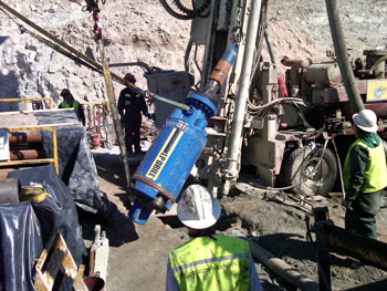 Center Rock’s 26-in. LP drill Tool rigging up to go back in the hole. Photo courtesy of Center Rock.