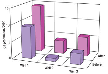 Summary of oil production of wells in the first study area.