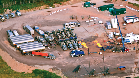 Equipment for a propane-based frac job at McCully field includes a well-test package with a sand trap, two line heaters, separation equipment and flaring for the initial propane flowback.