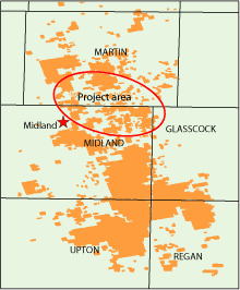 The project area was in Midland and Martin counties, Texas, in the Wolfberry play.  
