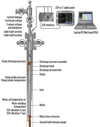 Fig. 5. The Ground Fault Immune gauge runs a power and communication system, so that insulation breakdown caused by ground faults will not short the ESP system.