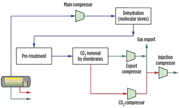 Fig. 4. Gas treatment and compression scheme.