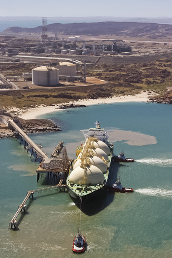 Fig. 3. The tanker Woodside Donaldson on station at the Pluto LNG project near Karratha in Western Australia. Courtesy of Woodside Energy Ltd.