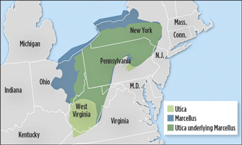 Fig. 1. Resource estimates indicate the Devonian-age Marcellus shale is the largest exploration play in the eastern United States.