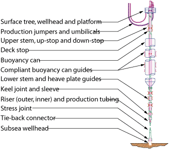 Fig. 4. The top-tensioned riser configuration included both welded and threaded connections.