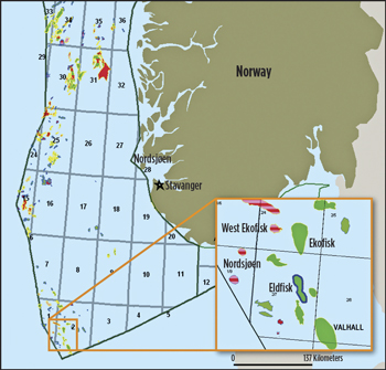 Fig. 2. Location of Eldfisk field. Source: Norwegian Petroleum Directorate. Fig. 2. Location of Eldfisk field. Source: Norwegian Petroleum Directorate.